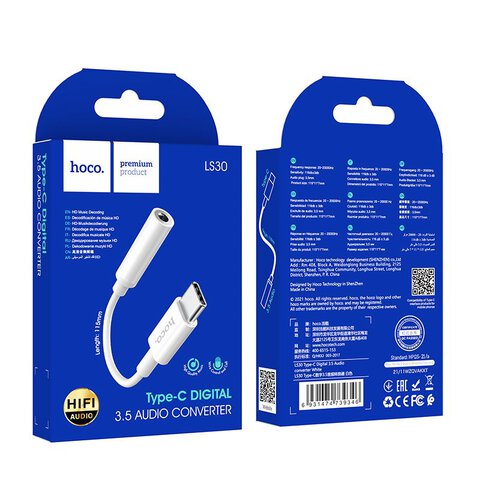 HOCO adapter HF / audio Typ C do Jack 3,5mm LS30 biały
