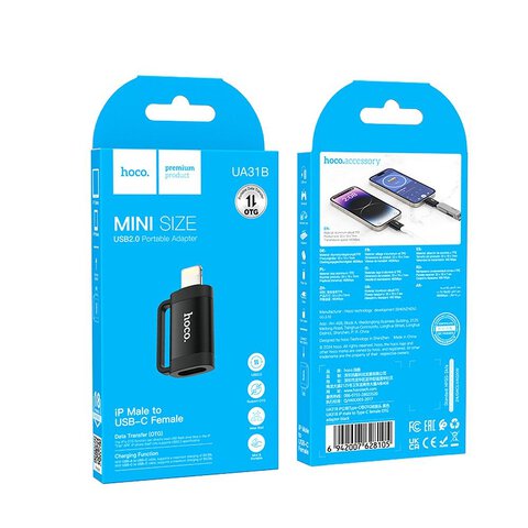 HOCO adapter OTG Lightning (męski) do Typ C (żeński) 2A UA31B czarny