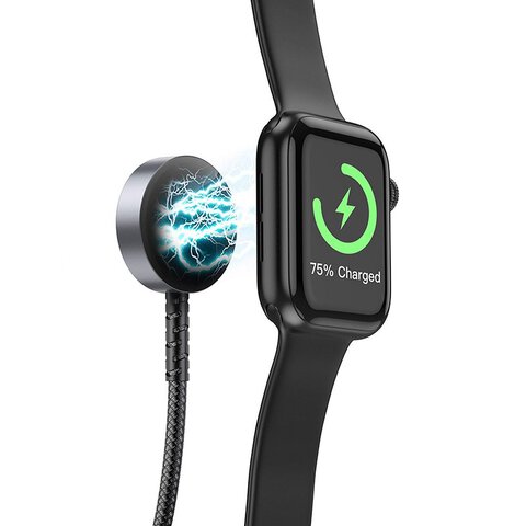 HOCO adowarka indukcyjna 2w1 Typ C do Apple Watch + kabel adowania Lightning PD QC 3A CW54 1,2 m czarna