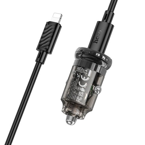 HOCO adowarka samochodowa Typ C + kabel Typ C do Lightning PD QC3.0 30W Z53 czarna
