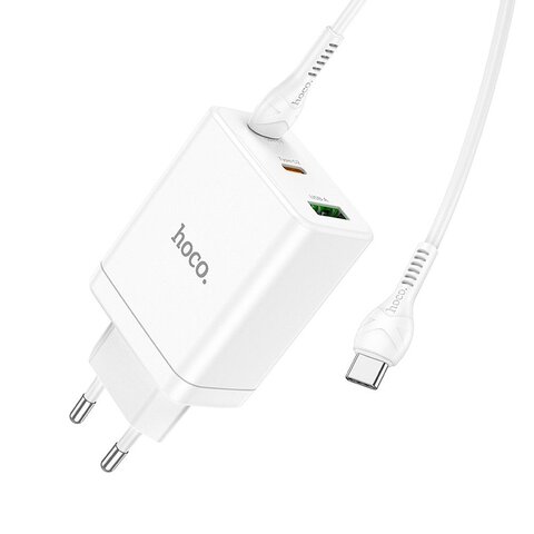 HOCO adowarka sieciowa 2 x Typ C + USB A + kabel Typ C do Typ C PD QC3.0 3A 35W N33 biaa