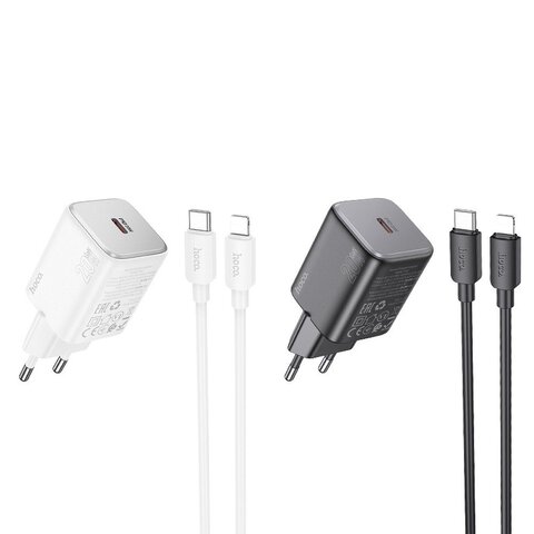 HOCO adowarka sieciowa Typ C + kabel Typ C do Lightning QC PD 20W N40 biaa
