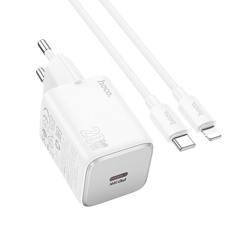 HOCO adowarka sieciowa Typ C + kabel Typ C do Lightning QC PD 20W N40 biaa