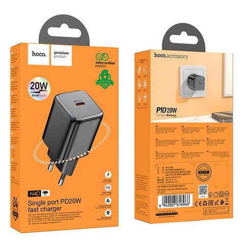 HOCO adowarka sieciowa Typ C QC PD 20W N40 czarna