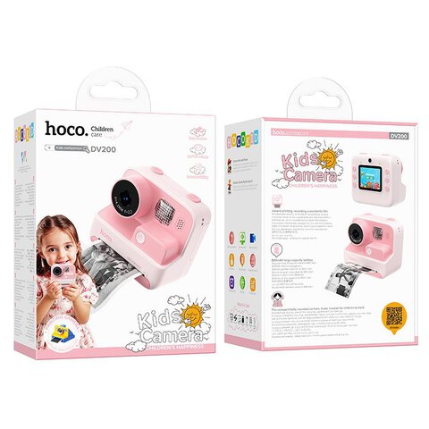 HOCO aparat fotograficzny dziecięcy z drukarką DV200 różowy