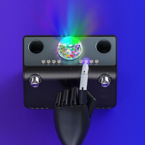 HOCO bezprzewodowy głośnik BS41 Plus + 2 bezprzewodowe mikrofony + kula DISCO czarny (+ BT, TF, USB, AUX)