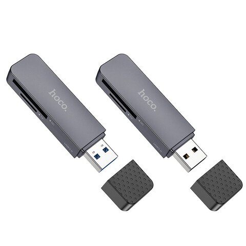 HOCO czytnik kart pamici 2w1 USB A 3.0 HB45 szary