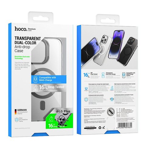 HOCO futera kompatybilny z MagSafe AS6 do IPHONE 15 Plus czarny transparentny