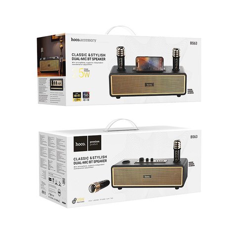 HOCO głośnik bluetooth + 2 x bezprzewodowe mikrofony BS63 czarny
