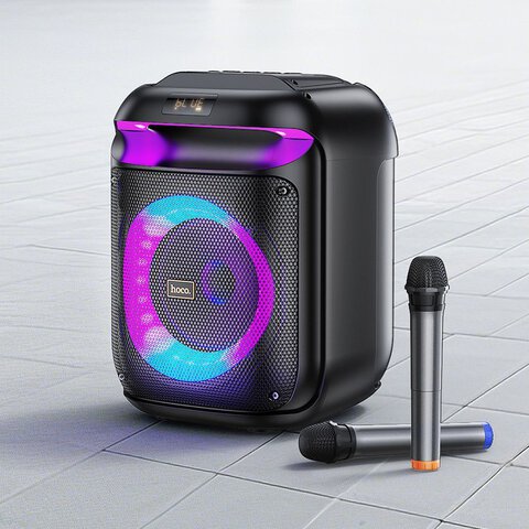 HOCO głośnik bluetooth + 2 x bezprzewodowe mikrofony HA13 czarny