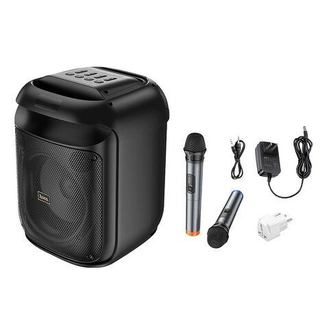 HOCO głośnik bluetooth + 2 x bezprzewodowe mikrofony HA13 czarny