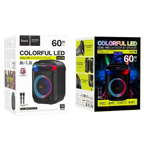 HOCO głośnik bluetooth + 2 x bezprzewodowe mikrofony HA13 czarny