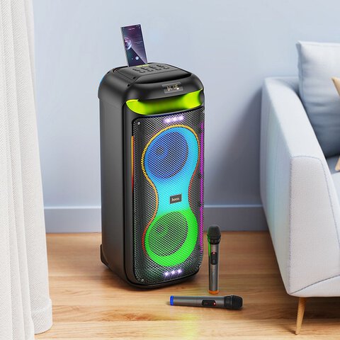 HOCO głośnik bluetooth + 2 x bezprzewodowe mikrofony HA13 Max czarny