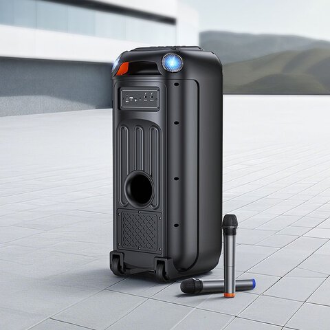 HOCO głośnik bluetooth + 2 x bezprzewodowe mikrofony HA13 Max czarny