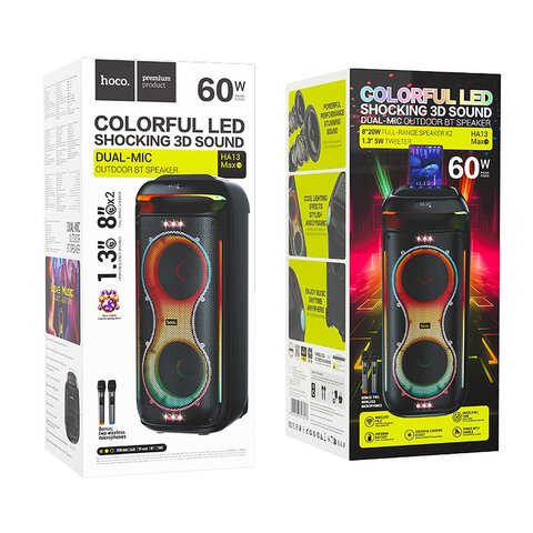 HOCO głośnik bluetooth + 2 x bezprzewodowe mikrofony HA13 Max czarny