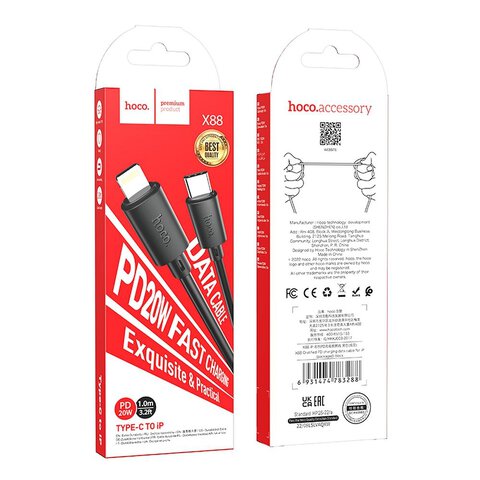 HOCO kabel Typ C do Lightning PD 2,4A 20W X88 1 m czarny