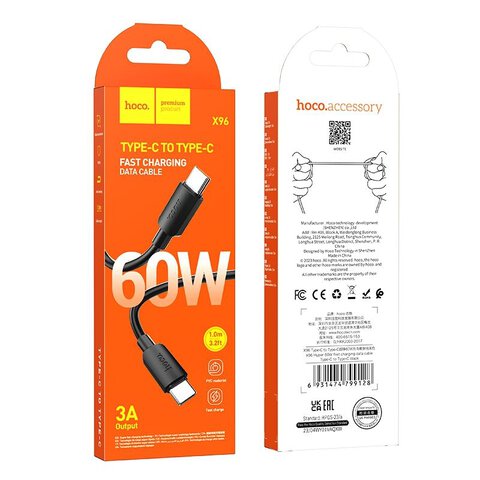 HOCO kabel Typ C do Typ C PD 3A 60W X96 1 m czarny