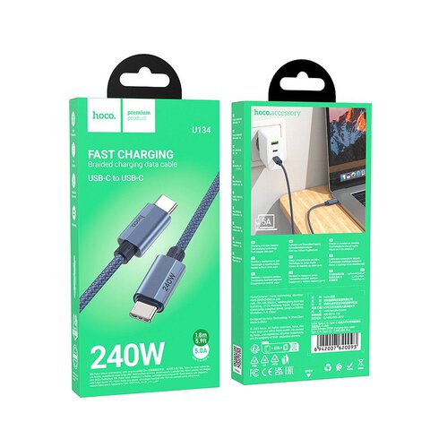 HOCO kabel Typ C do Typ C PD QC3.0 5A 240W U134 1,8 m ciemny niebieski