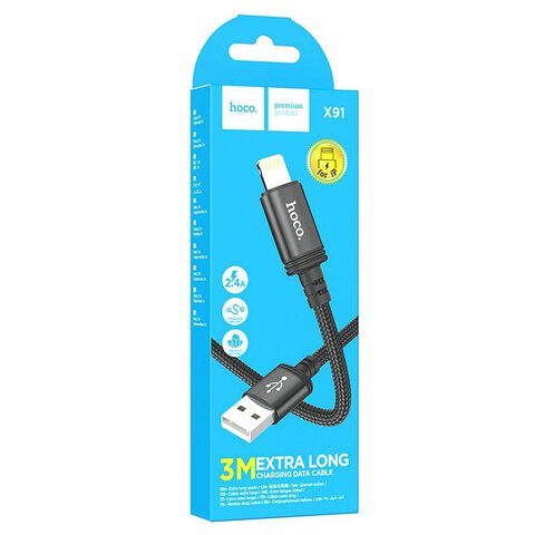 HOCO kabel USB A do Lightning 2,4A X91 3 m czarny
