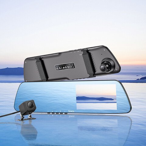 HOCO kamera samochodowa z wywietlaczem 4,5" na lusterko + kamera tylna 1080P/30fps DV4 czarna