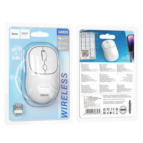 HOCO mysz komputerowa bezprzewodowa 2,4G 1600 dpi GM25 biała