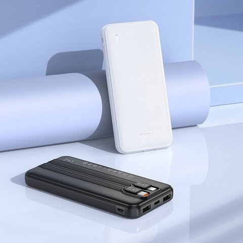 HOCO powerbank 10 000 mAh z wbudowanymi kablami Typ C + Lightning 2A J118 biay