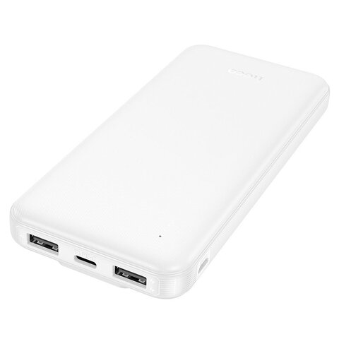 HOCO powerbank 10 000 mAh z wbudowanymi kablami Typ C + Lightning 2A J118 biay