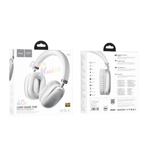 HOCO słuchawki bluetooth nagłowne W35 srebrne