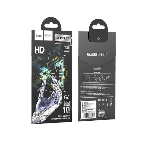 HOCO szkło hartowane INSTANT Full screen HD (SET 10in1) - MULTIPACK do Iphone 13 MINI ( 5,4" ) G6