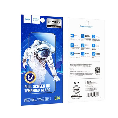 HOCO szko hartowane HD 5D Guardian shield (SET 10in1) - do iPhone 12 / 12 Pro czarny (G14)