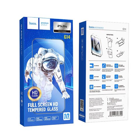 HOCO szko hartowane HD 5D Guardian shield (SET 10in1) - do iPhone 14 Pro czarny (G14)