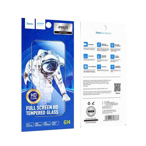 HOCO szko hartowane HD 5D Guardian shield (SET 10in1) - do iPhone Xr / 11 czarny (G14)