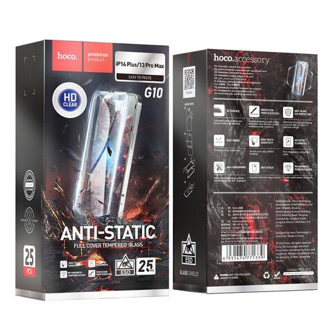 HOCO szko hartowane HD Anti-static (SET 25in1) - MULTIPACK do iPhone 14 Plus / 13 Pro Max (G10)