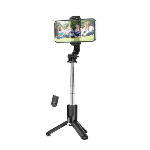 HOCO uchwyt selfie stick tripod z bezprzewodowym pilotem Figure K17 czarny