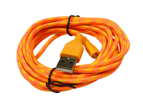 Kabel micro USB, oplot nylonowy 3M - pomarańczowy z wzorami żółtymi