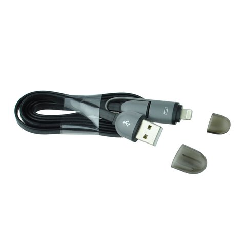 Kabel USB 2w1 microUSB+ Apple Lightning 8pin do iPhone 5 / 5S / 6 / 6 PLUS czarny