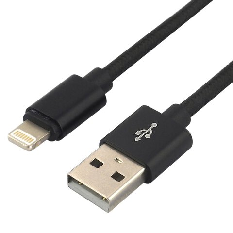 Kabel przewód pleciony USB - Lightning / iPhone everActive CBB-1.2IB 120cm z obsługą szybkiego ładowania do 2,4A czarny