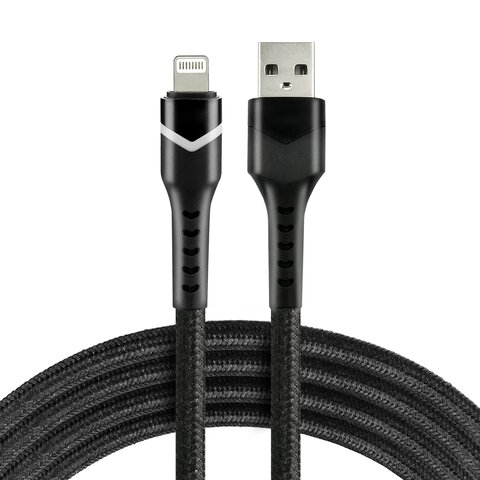 Kabel przewód pleciony USB - Lightning RGB LED everActive CBB-1IBR 100cm z obsługą szybkiego ładowania do 2,4A czarny