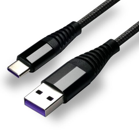 Kabel pleciony USB - USB-C everActive CBB-1CHB  szybkie ładowanie - 1m czarny
