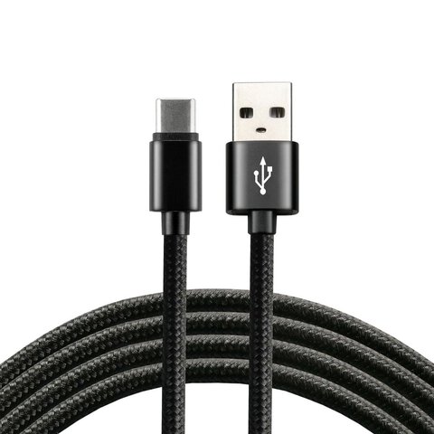 Kabel pleciony USB - USB-C everActive CBB-2CB - szybkie ładowanie - 2m czarny