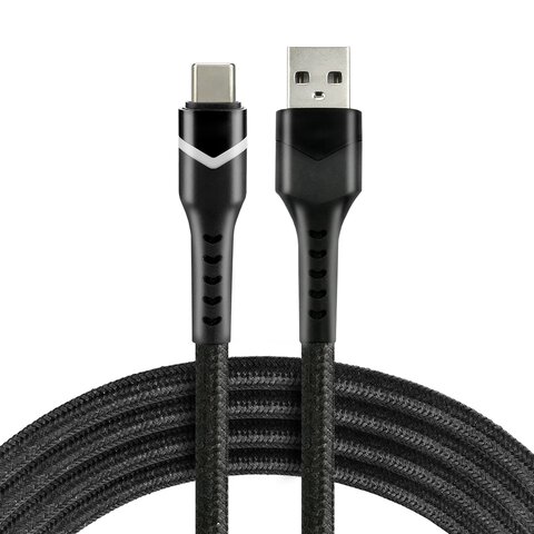 Kabel przewód pleciony USB - USB-C / Typ-C RGB LED everActive CBB-1CBR 100cm z obsługą szybkiego ładowania do 3A czarny