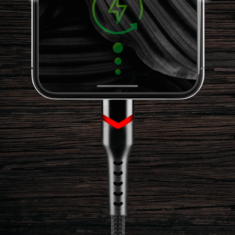 Kabel przewód pleciony USB - USB-C / Typ-C RGB LED everActive CBB-2CBR 200cm z obsługą szybkiego ładowania do 3A czarny