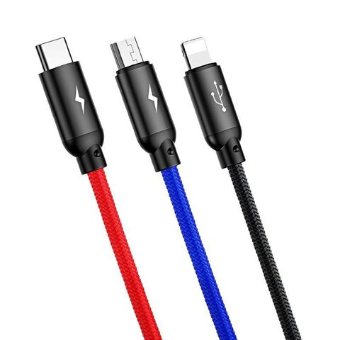 Kabel USB 3w1 - USB-C, Lightning, micro USB 1.2m Baseus CAMLT-BSY01 do 3.5A