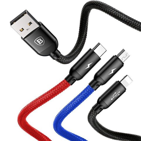 Kabel USB 3w1 - USB-C, Lightning, micro USB 1.2m Baseus CAMLT-BSY01 do 3.5A