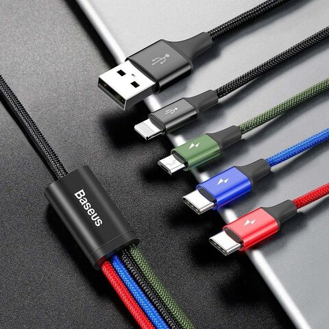 Kabel USB 4w1 - 2x USB-C, Lightning, micro USB 1.2m Baseus Rapid CA1T4-B01 do 3.5A