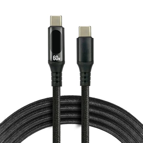 Kabel przewód USB-C PD LCD 200cm everActive CBB-2PDL Power Delivery 2.0 z obsługą szybkiego ładowania 3A/20V 60W