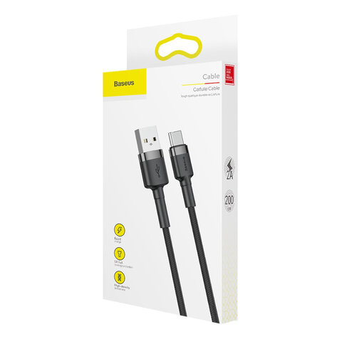 Baseus kabel Cafule USB - USB-C 2,0 m 2A szaro-czarny