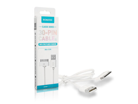 Kabel ROMOSS do Apple iPad, iPhone 4 30-pinowy biały