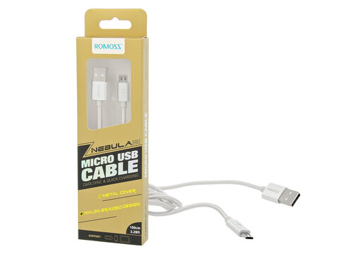 Kabel ROMOSS do Samsung, Huawei, Nokia micro USB srebrny