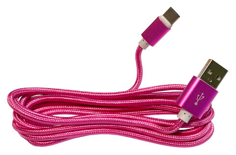 Kabel USB-C różowofioletowy, oplot nylonowy 2M - szybkie ładowanie